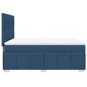 Κρεβάτι Boxspring με Στρώμα Μπλε 140x190 εκ. Υφασμάτινο - Pakobazaar
