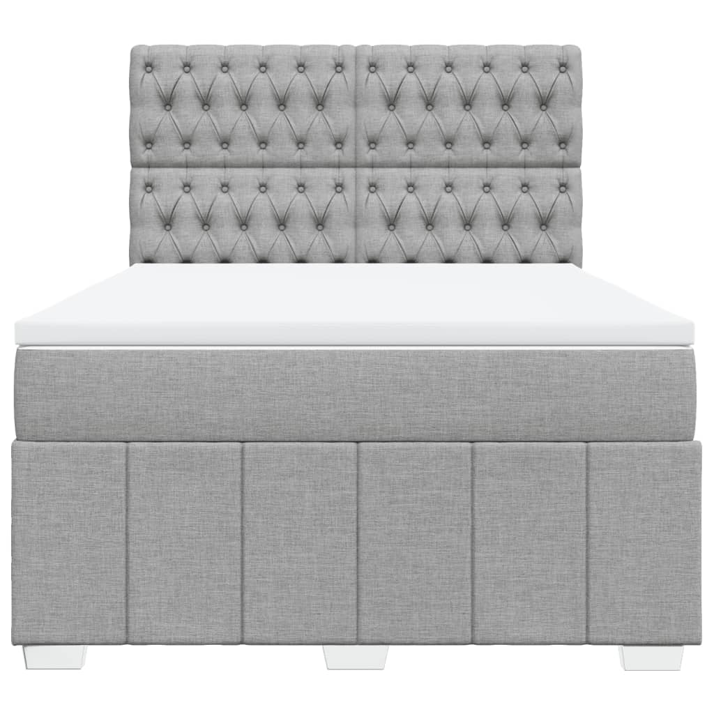 Κρεβάτι Boxspring με Στρώμα Ανοιχτό Γκρι 140x190 εκ. Υφασμάτινο - Pakobazaar