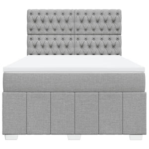 Κρεβάτι Boxspring με Στρώμα Ανοιχτό Γκρι 140x190 εκ. Υφασμάτινο - Pakobazaar
