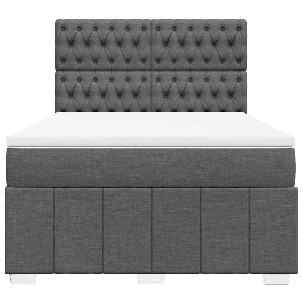 Κρεβάτι Boxspring με Στρώμα Σκούρο Γκρι 140x190 εκ. Υφασμάτινο - Pakobazaar