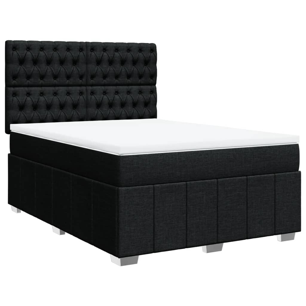 Κρεβάτι Boxspring με Στρώμα Μαύρο 140x190 εκ. Υφασμάτινο - Pakobazaar