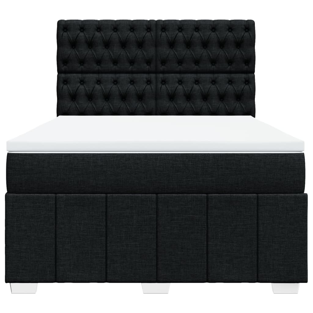 Κρεβάτι Boxspring με Στρώμα Μαύρο 140x190 εκ. Υφασμάτινο - Pakobazaar