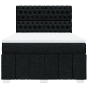 Κρεβάτι Boxspring με Στρώμα Μαύρο 140x190 εκ. Υφασμάτινο - Pakobazaar