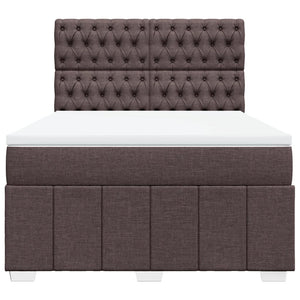 Κρεβάτι Boxspring με Στρώμα Σκούρο Καφέ 140x190 εκ. Υφασμάτινο