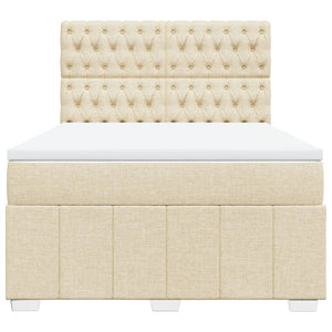 Κρεβάτι Boxspring με Στρώμα Κρεμ 140x190 εκ. Υφασμάτινο - Pakobazaar
