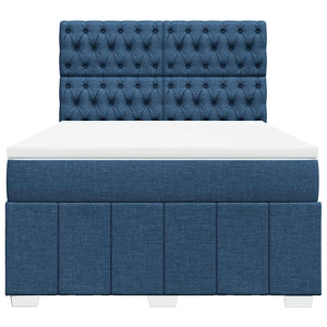 Κρεβάτι Boxspring με Στρώμα Μπλε 140x190 εκ. Υφασμάτινο