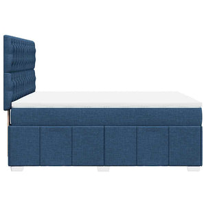 Κρεβάτι Boxspring με Στρώμα Μπλε 140x190 εκ. Υφασμάτινο