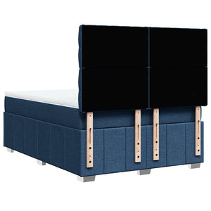 Κρεβάτι Boxspring με Στρώμα Μπλε 140x190 εκ. Υφασμάτινο