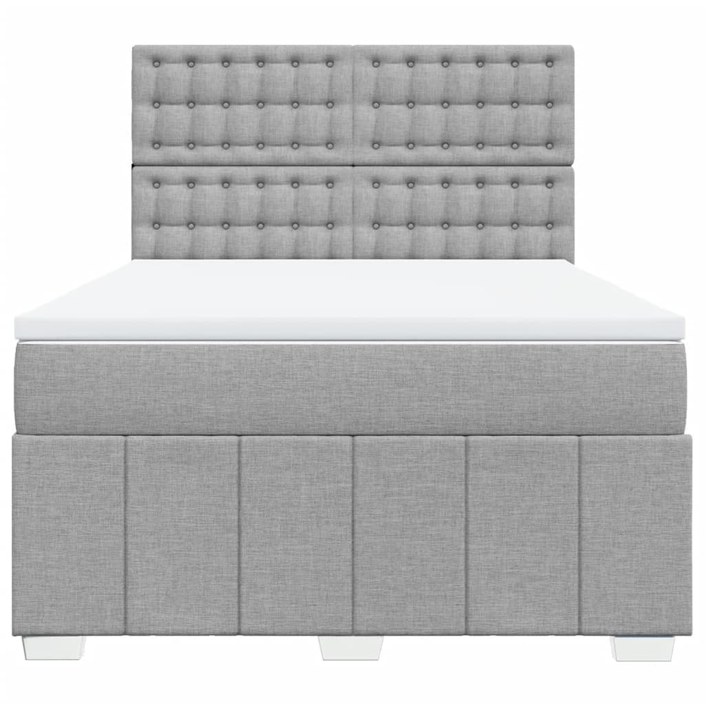 Κρεβάτι Boxspring με Στρώμα Ανοιχτό Γκρι 140x190 εκ. Υφασμάτινο - Pakobazaar