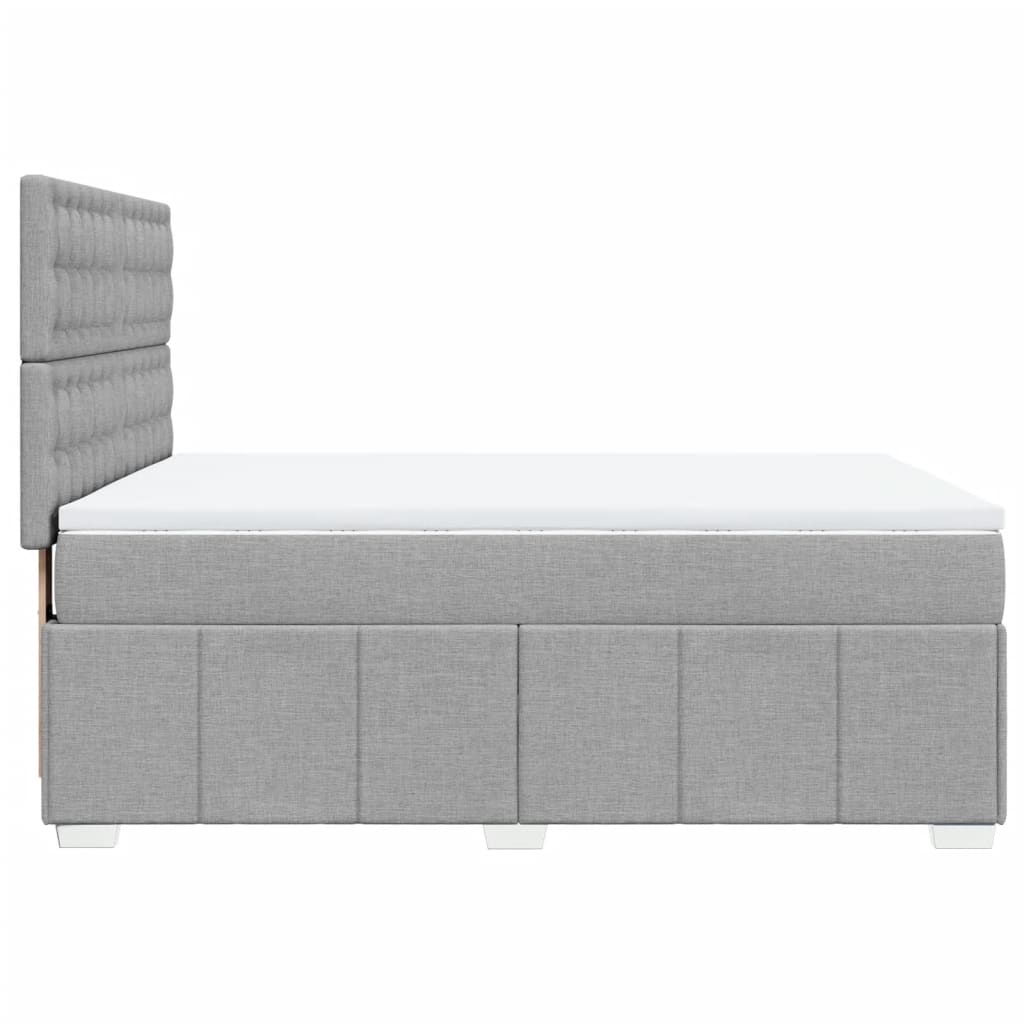 Κρεβάτι Boxspring με Στρώμα Ανοιχτό Γκρι 140x190 εκ. Υφασμάτινο - Pakobazaar