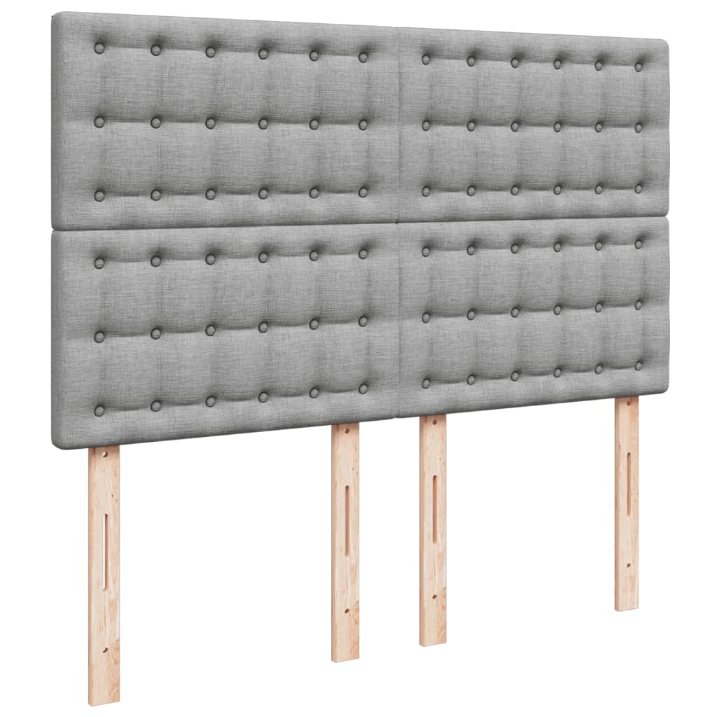 Κρεβάτι Boxspring με Στρώμα Ανοιχτό Γκρι 140x190 εκ. Υφασμάτινο - Pakobazaar