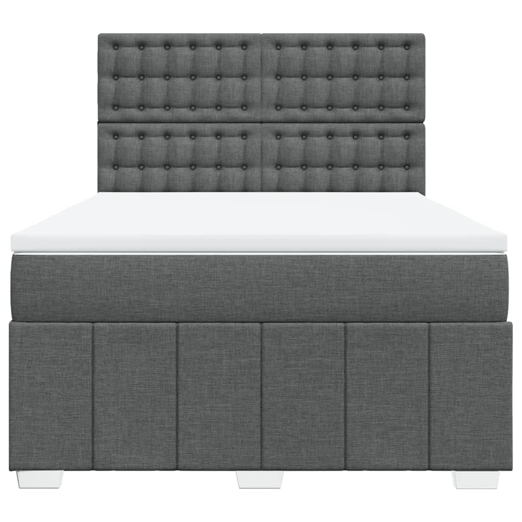 Κρεβάτι Boxspring με Στρώμα Σκούρο Γκρι 140x190 εκ. Υφασμάτινο - Pakobazaar