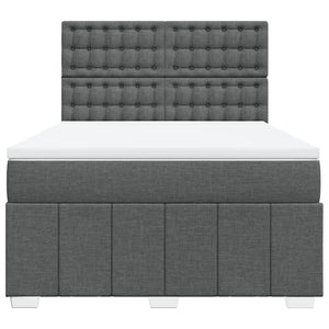 Κρεβάτι Boxspring με Στρώμα Σκούρο Γκρι 140x190 εκ. Υφασμάτινο - Pakobazaar