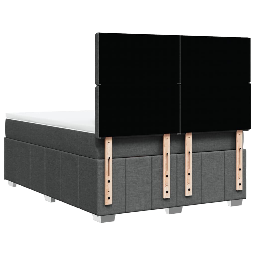 Κρεβάτι Boxspring με Στρώμα Σκούρο Γκρι 140x190 εκ. Υφασμάτινο - Pakobazaar