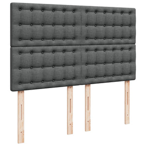 Κρεβάτι Boxspring με Στρώμα Σκούρο Γκρι 140x190 εκ. Υφασμάτινο - Pakobazaar
