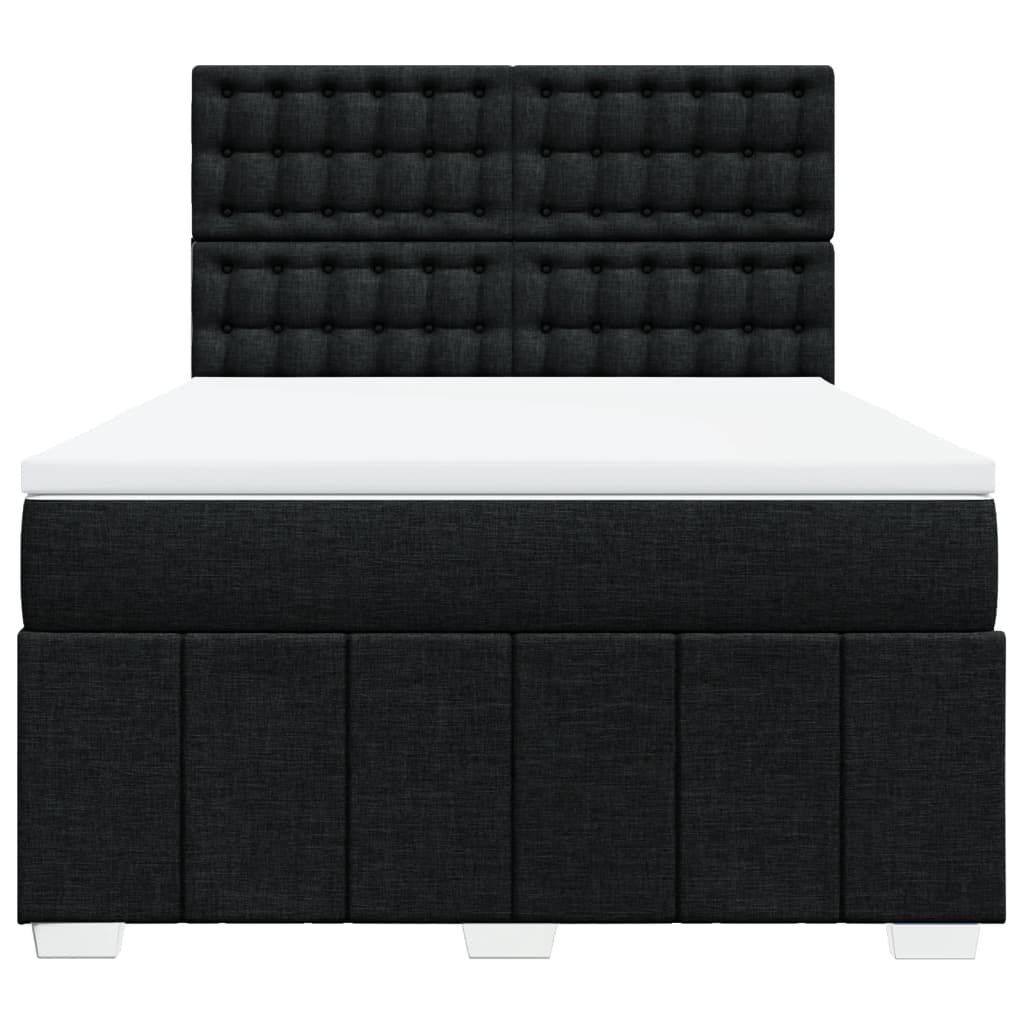 Κρεβάτι Boxspring με Στρώμα Μαύρο 140x190 εκ. Υφασμάτινο - Pakobazaar