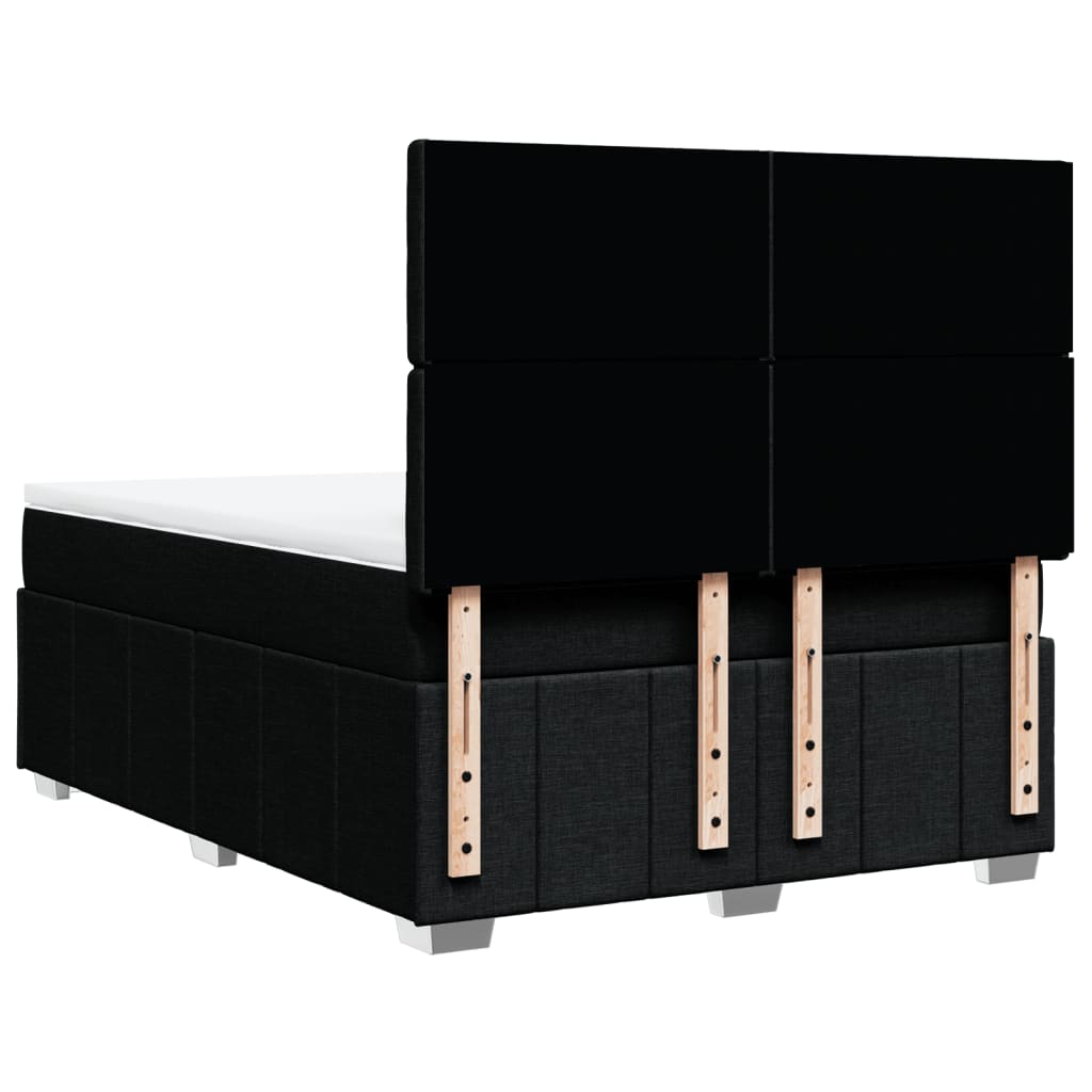 Κρεβάτι Boxspring με Στρώμα Μαύρο 140x190 εκ. Υφασμάτινο - Pakobazaar