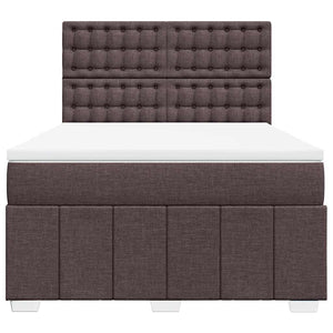 Κρεβάτι Boxspring με Στρώμα Σκούρο Καφέ 140x190 εκ. Υφασμάτινο - Pakobazaar