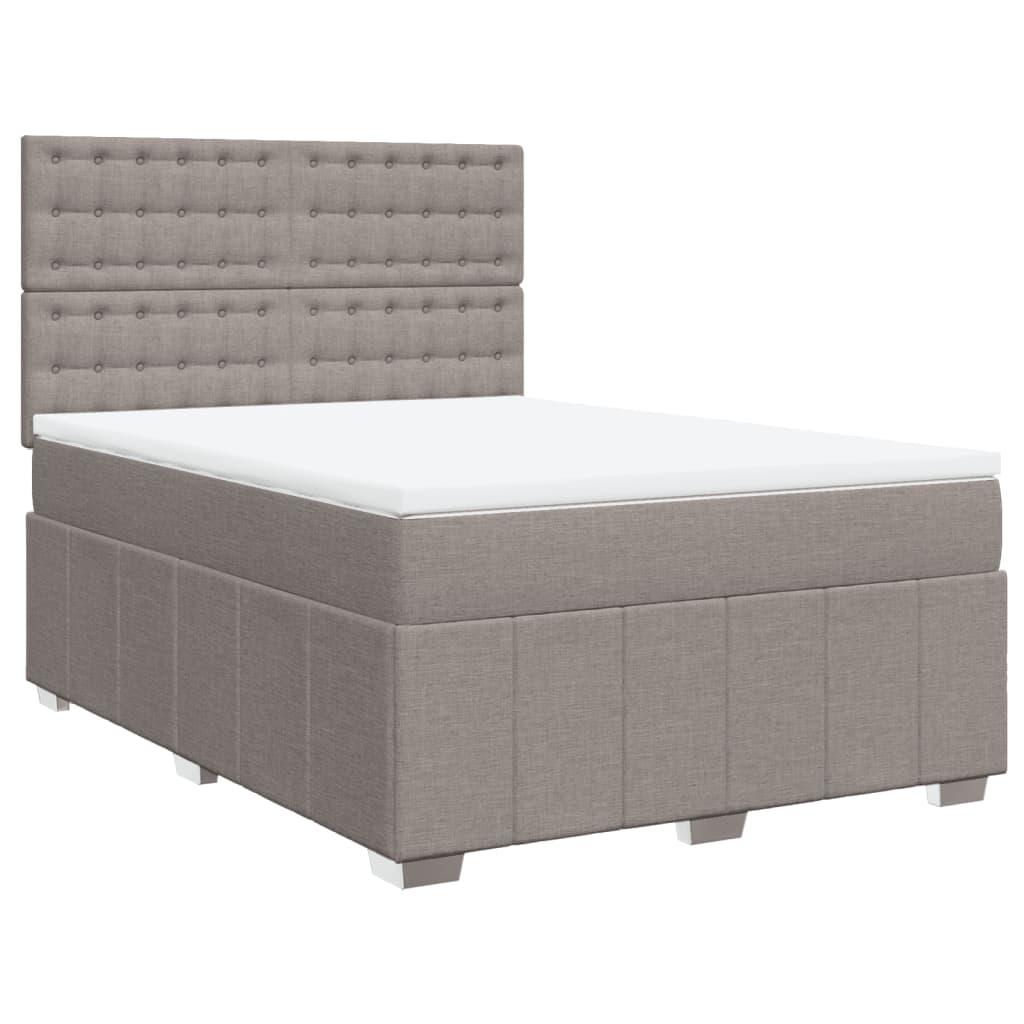 Κρεβάτι Boxspring με Στρώμα Taupe 140x190 εκ. Υφασμάτινο - Pakobazaar