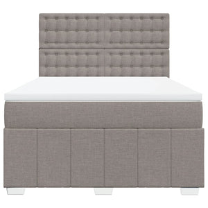 Κρεβάτι Boxspring με Στρώμα Taupe 140x190 εκ. Υφασμάτινο - Pakobazaar