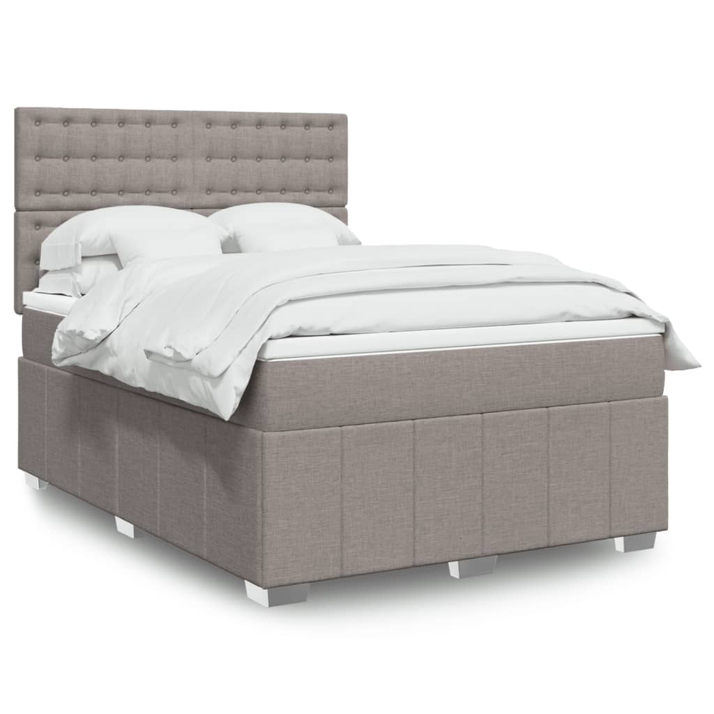 Κρεβάτι Boxspring με Στρώμα Taupe 140x190 εκ. Υφασμάτινο - Pakobazaar