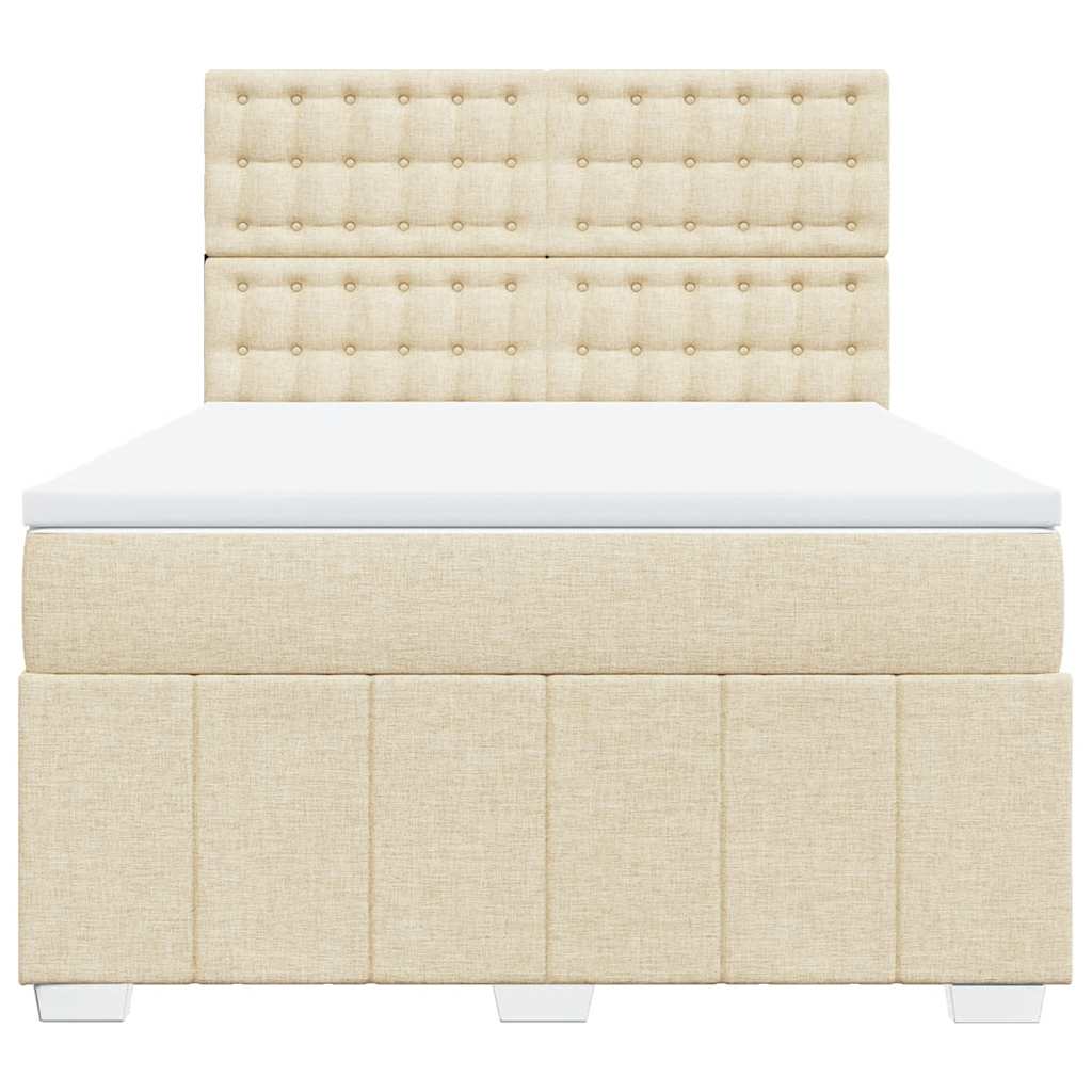 Κρεβάτι Boxspring με Στρώμα Κρεμ 140x190 εκ. Υφασμάτινο - Pakobazaar