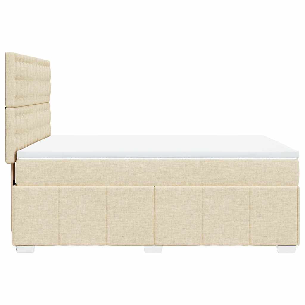 Κρεβάτι Boxspring με Στρώμα Κρεμ 140x190 εκ. Υφασμάτινο - Pakobazaar