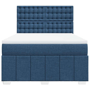 Κρεβάτι Boxspring με Στρώμα Μπλε 140x190 εκ. Υφασμάτινο