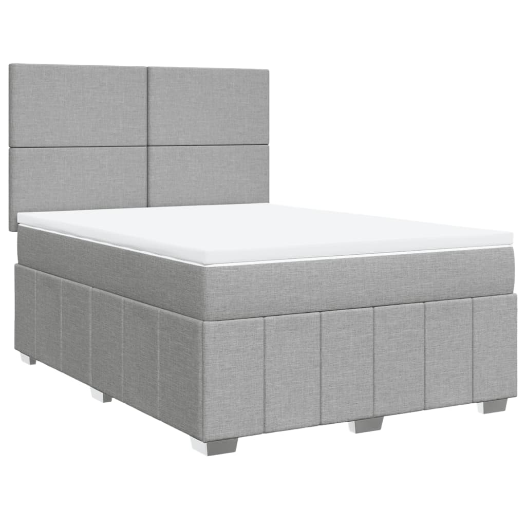 Κρεβάτι Boxspring με Στρώμα Ανοιχτό Γκρι 140x200 εκ. Υφασμάτινο