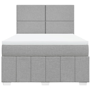 Κρεβάτι Boxspring με Στρώμα Ανοιχτό Γκρι 140x200 εκ. Υφασμάτινο