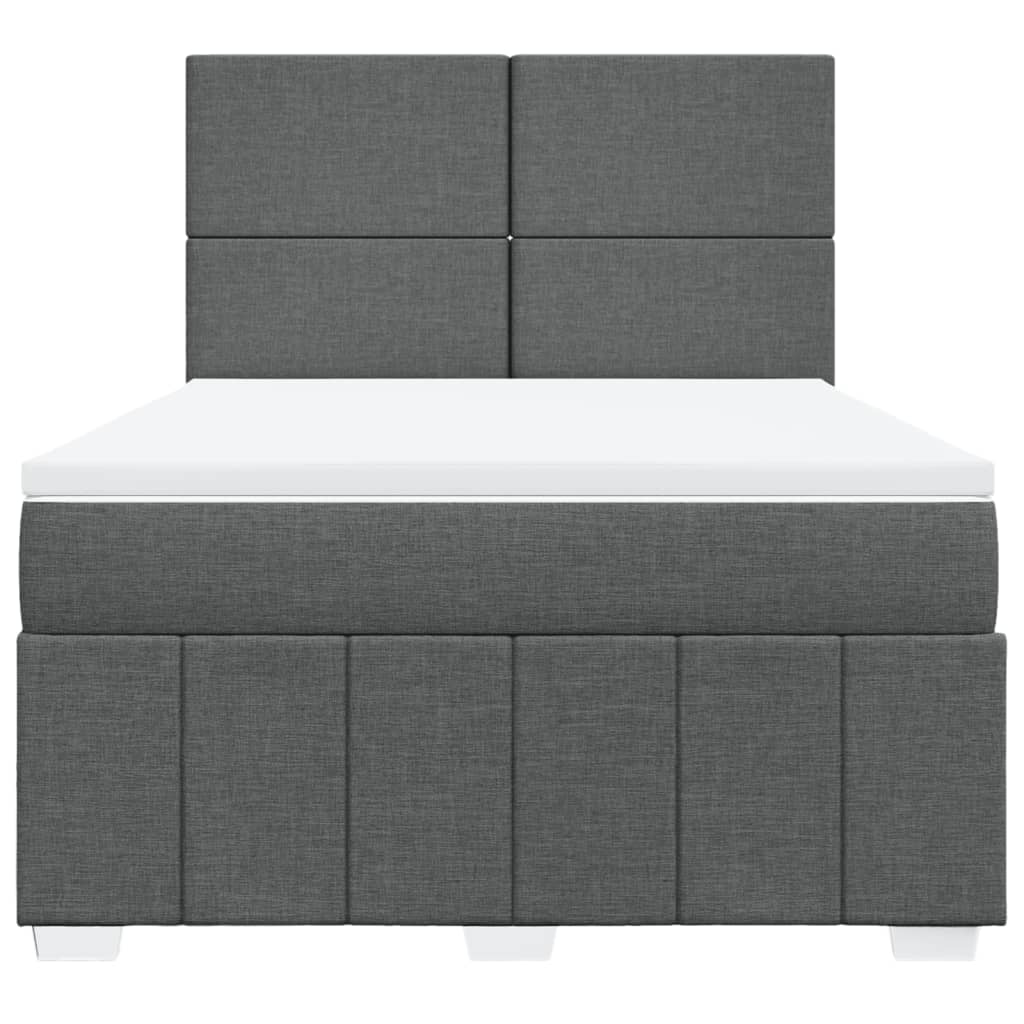 Κρεβάτι Boxspring με Στρώμα Σκούρο Γκρι 140x200 εκ Υφασμάτινο - Pakobazaar
