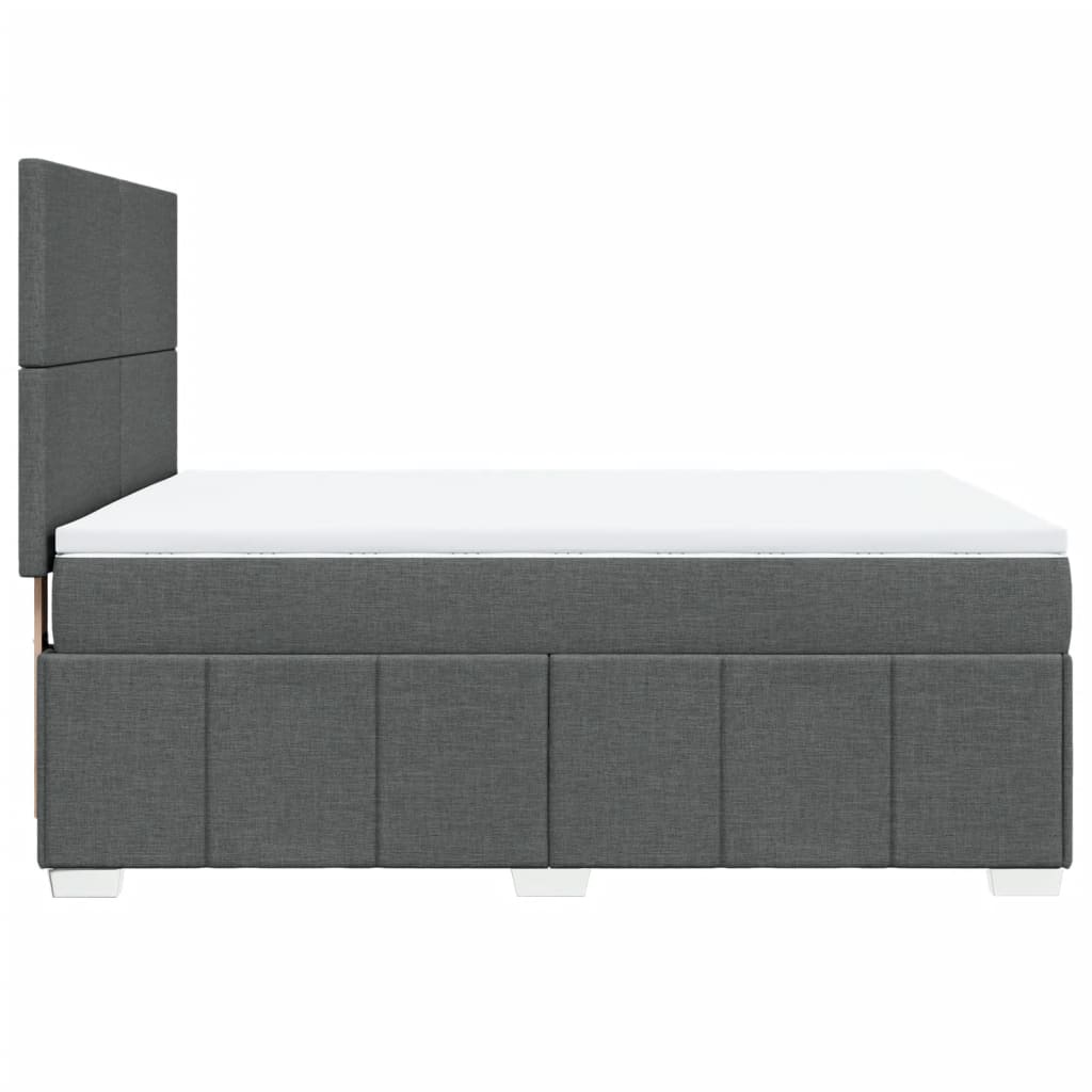 Κρεβάτι Boxspring με Στρώμα Σκούρο Γκρι 140x200 εκ Υφασμάτινο - Pakobazaar