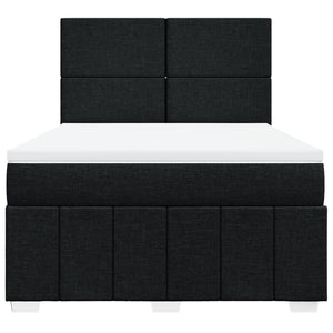 Κρεβάτι Boxspring με Στρώμα Μαύρο 140x200 εκ. Υφασμάτινο - Pakobazaar