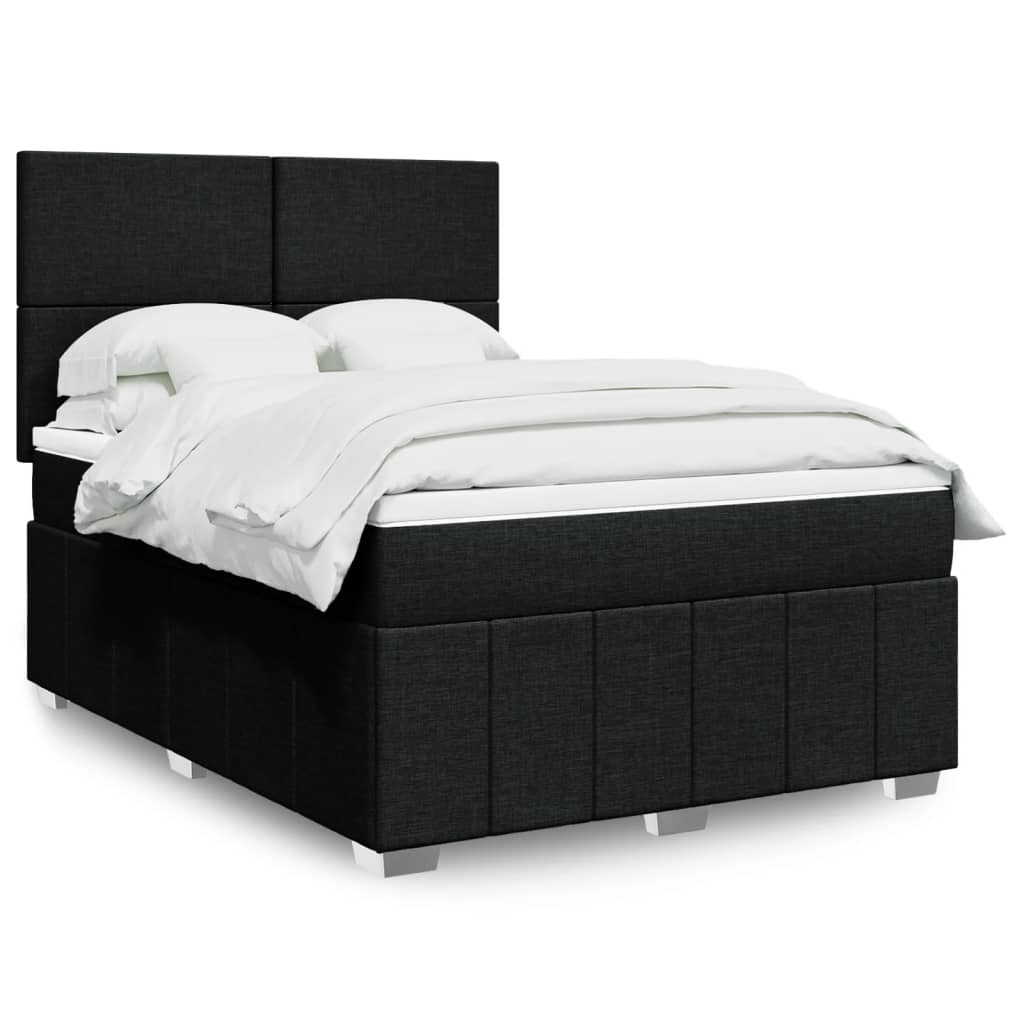 Κρεβάτι Boxspring με Στρώμα Μαύρο 140x200 εκ. Υφασμάτινο - Pakobazaar