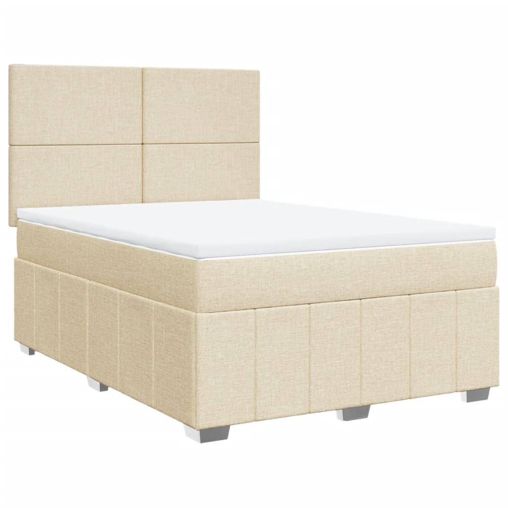 Κρεβάτι Boxspring με Στρώμα Κρεμ 140x200 εκ. Υφασμάτινο - Pakobazaar
