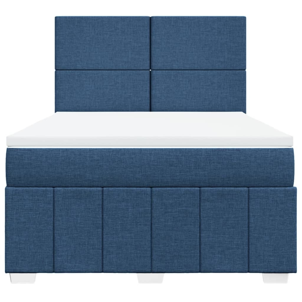 Κρεβάτι Boxspring με Στρώμα Μπλε 140x200 εκ. Υφασμάτινο