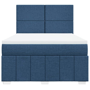 Κρεβάτι Boxspring με Στρώμα Μπλε 140x200 εκ. Υφασμάτινο