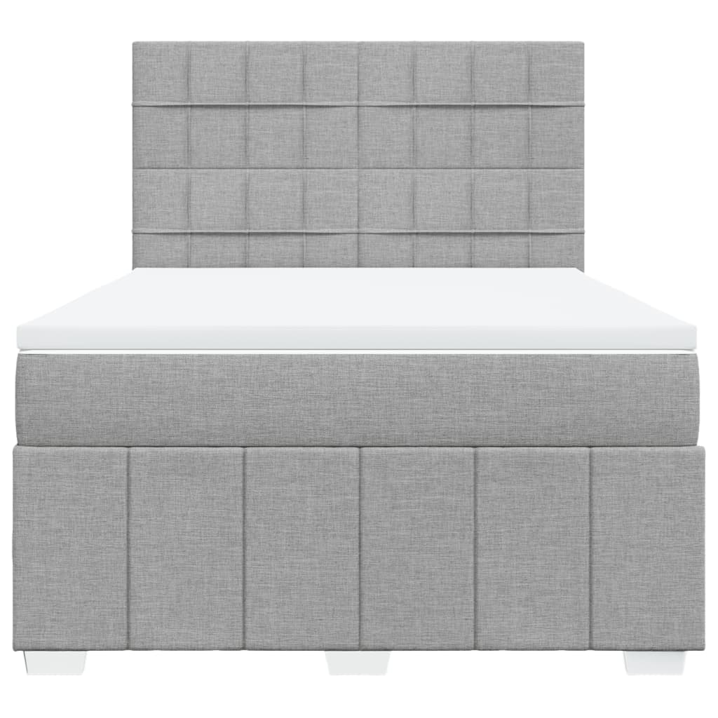 Κρεβάτι Boxspring με Στρώμα Ανοιχτό Γκρι 140x200 εκ. Υφασμάτινο - Pakobazaar