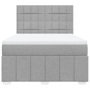 Κρεβάτι Boxspring με Στρώμα Ανοιχτό Γκρι 140x200 εκ. Υφασμάτινο - Pakobazaar