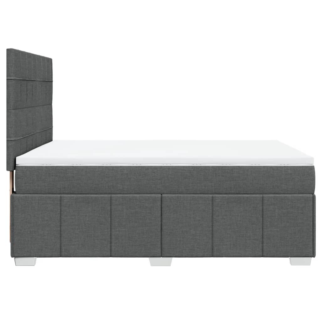 Κρεβάτι Boxspring με Στρώμα Σκούρο Γκρι 140x200 εκ Υφασμάτινο - Pakobazaar