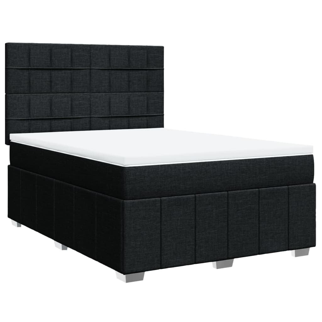 Κρεβάτι Boxspring με Στρώμα Μαύρο 140x200 εκ. Υφασμάτινο