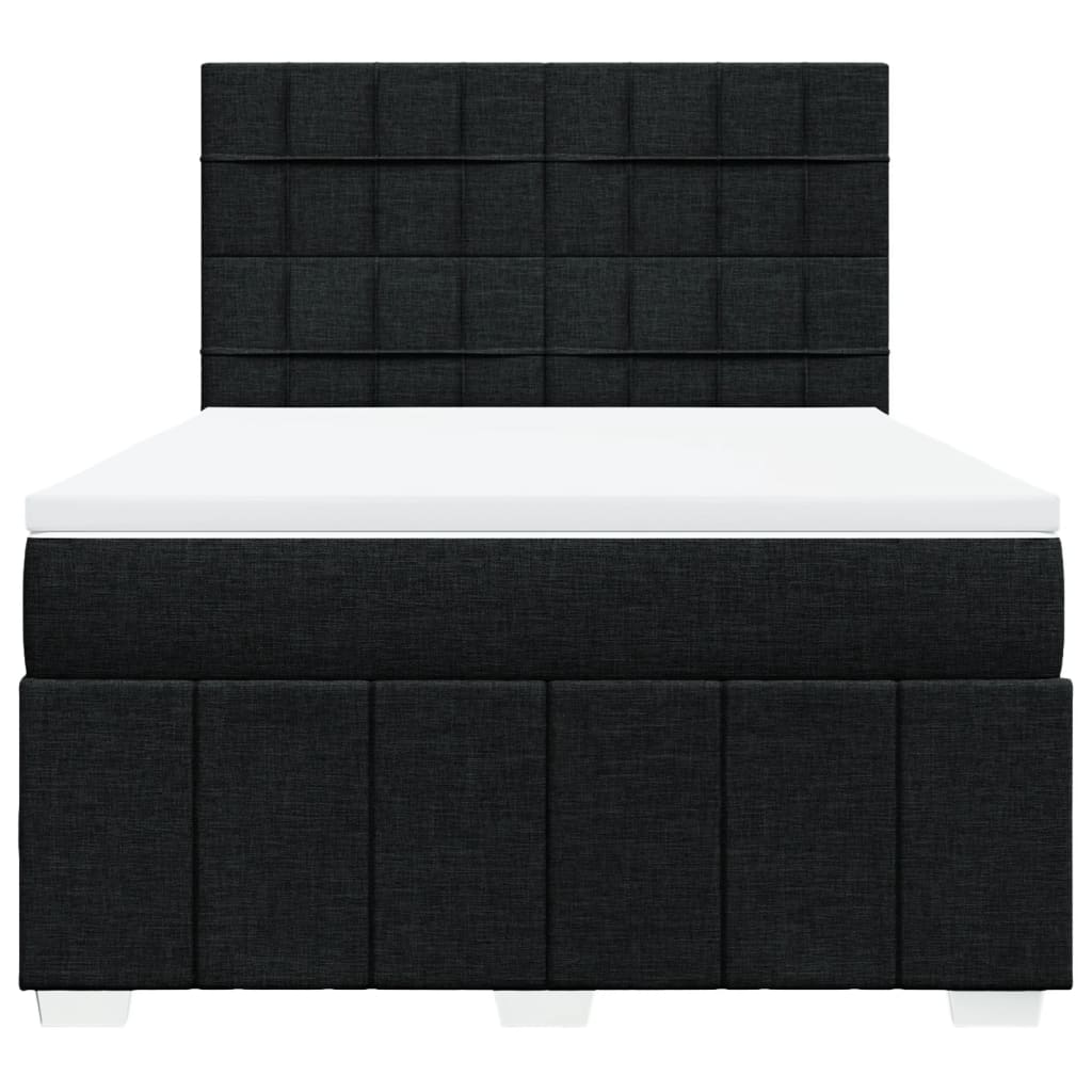 Κρεβάτι Boxspring με Στρώμα Μαύρο 140x200 εκ. Υφασμάτινο