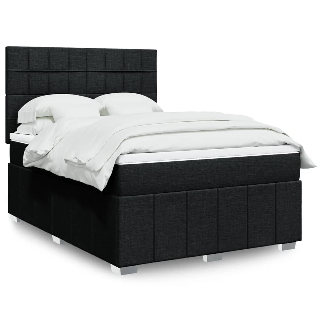 Κρεβάτι Boxspring με Στρώμα Μαύρο 140x200 εκ. Υφασμάτινο