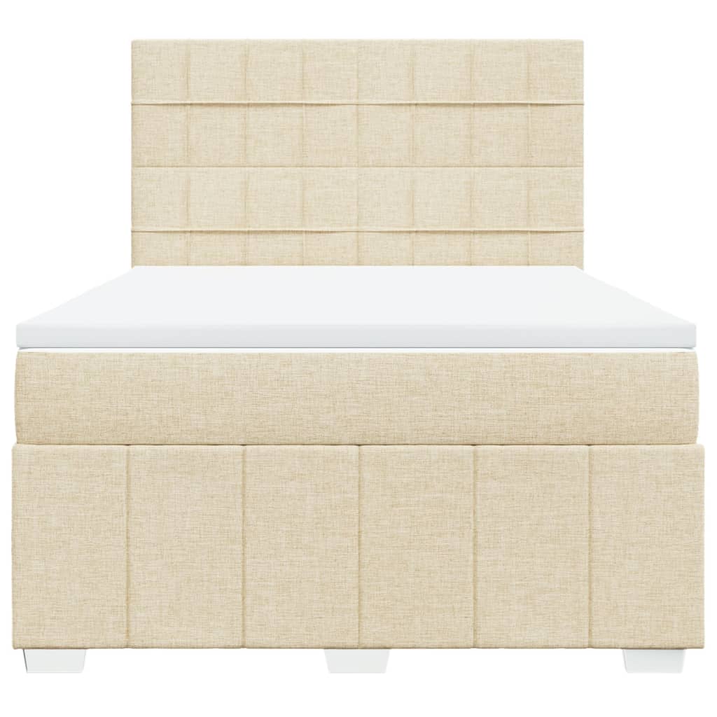 Κρεβάτι Boxspring με Στρώμα Κρεμ 140x200 εκ. Υφασμάτινο - Pakobazaar