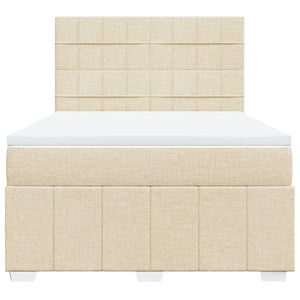Κρεβάτι Boxspring με Στρώμα Κρεμ 140x200 εκ. Υφασμάτινο - Pakobazaar