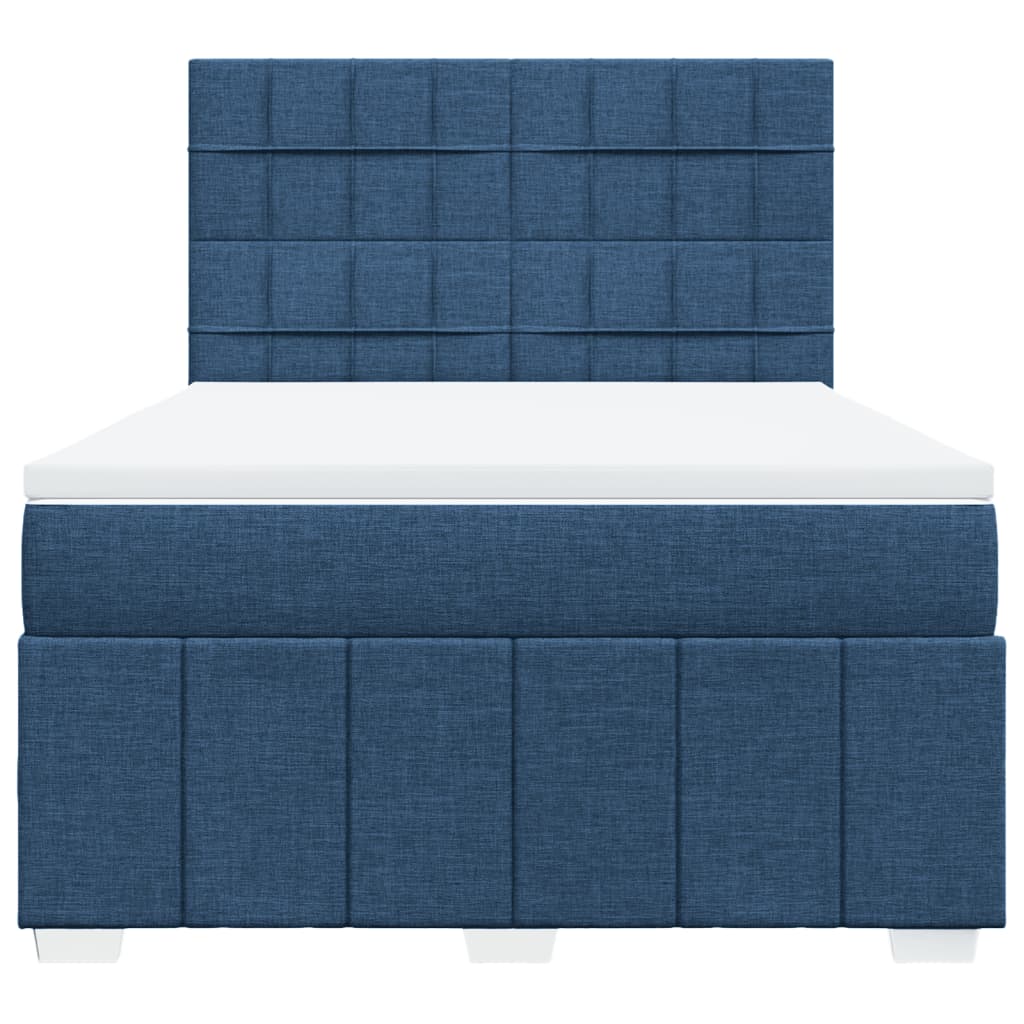 Κρεβάτι Boxspring με Στρώμα Μπλε 140x200 εκ. Υφασμάτινο