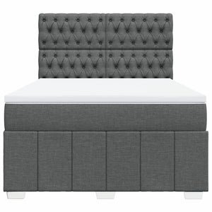 Κρεβάτι Boxspring με Στρώμα Σκούρο Γκρι 140x200 εκ Υφασμάτινο - Pakobazaar