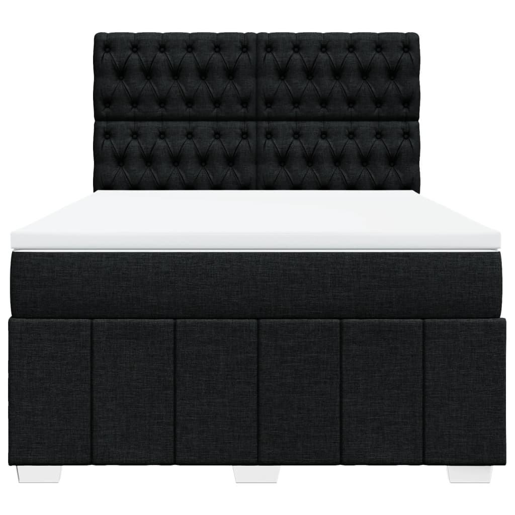Κρεβάτι Boxspring με Στρώμα Μαύρο 140x200 εκ. Υφασμάτινο - Pakobazaar