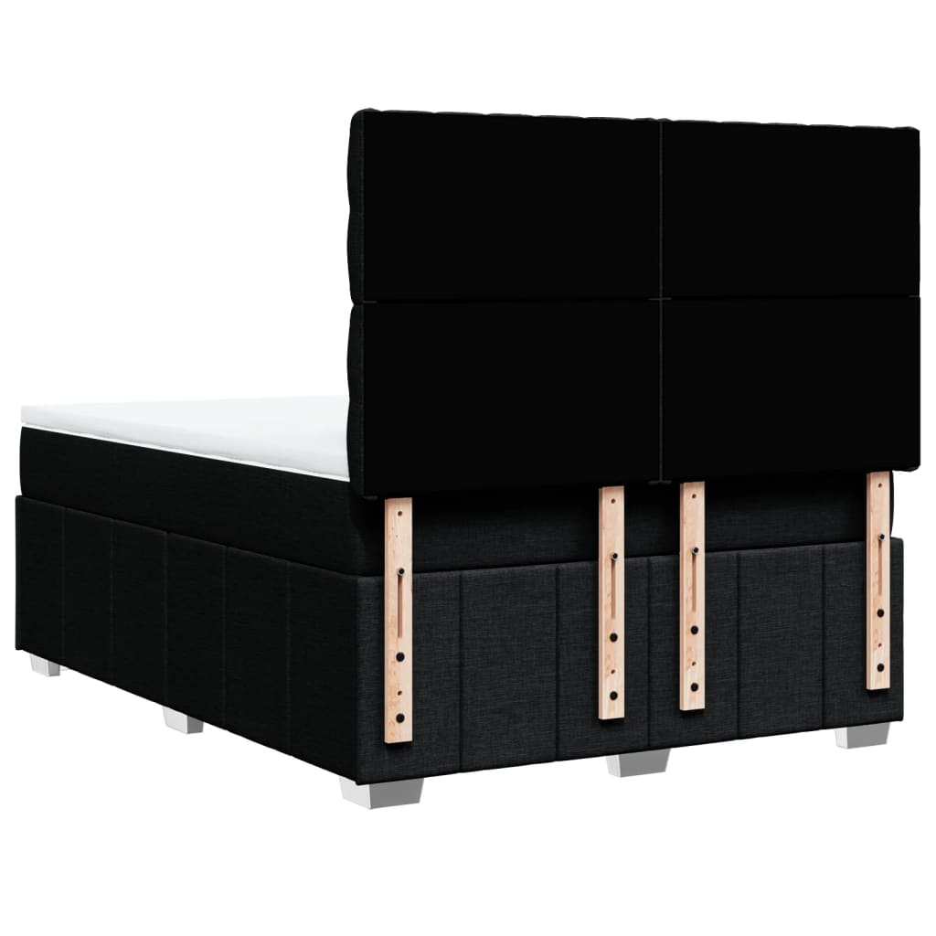 Κρεβάτι Boxspring με Στρώμα Μαύρο 140x200 εκ. Υφασμάτινο - Pakobazaar