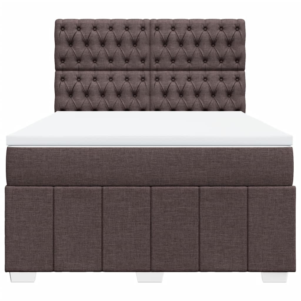 Κρεβάτι Boxspring με Στρώμα Σκούρο Καφέ 140x200 εκ Υφασμάτινο - Pakobazaar